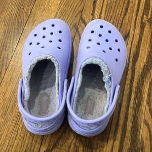 Used purple fuzzy crocs